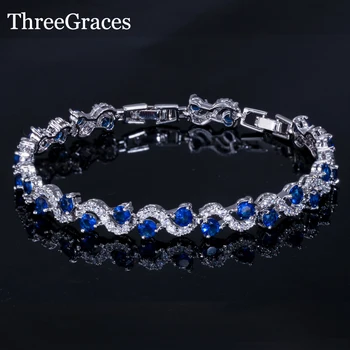 ThreeGraces European Style White Gold Color Royal Blue Zircon Crystal Bracelets Bangles Women Luxury Wedding Jewelry Gift BR058
ThreeGraces European Style White Gold Color Royal Blue Zircon Crystal Bracelets Bangles Women Luxury Wedding Jewelry Gift BR058
