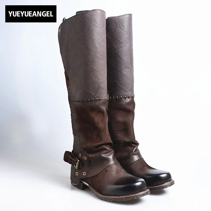 100% Real Leather Buckle Strap Thick Heels Retro Thigh High Boots Women Brand Punk Square Toe Sheepskin Knight Botas Plus Size
100% Real Leather Buckle Strap Thick Heels Retro Thigh High Boots Women Brand Punk Square Toe Sheepskin Knight Botas Plus Size