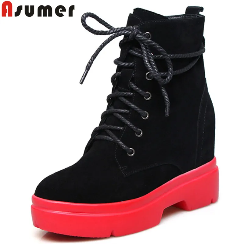 ASUMER 2018 fashion autumn winter boots women round toe ankle boots platform suede leather boots lace up ladies shoes
ASUMER 2018 fashion autumn winter boots women round toe ankle boots platform suede leather boots lace up ladies shoes