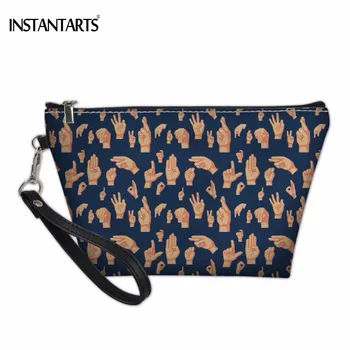 INSTANTARTS 2018 Fashion Brand ASL Hand Printing Woman Make Up Bag Travel Organizer Pouch for Lady Makeup Bag Cute Cosmetic Case 
INSTANTARTS 2018 Fashion Brand ASL Hand Printing Woman Make Up Bag Travel Organizer Pouch for Lady Makeup Bag Cute Cosmetic Case