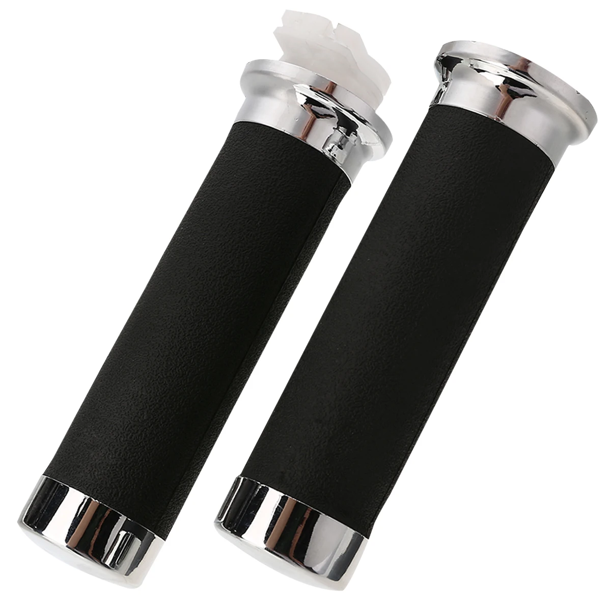 Mayitr 1 Pair 25mm Motorcycle Handlebar Hand Grips Black & Sliver Rubber Plastic Handle Bar For Harley Honda Yamaha