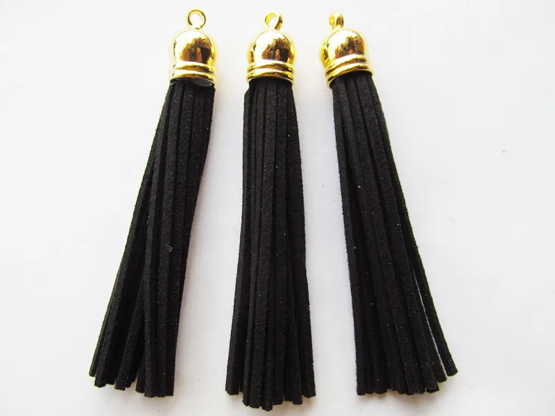 Free Shipping 100Pcs 90mm Black Suede Leather Jewelry Tassel For Key Chains/ Cellphone Charms Top Plated End Caps Cord Tip
Free Shipping 100Pcs 90mm Black Suede Leather Jewelry Tassel For Key Chains/ Cellphone Charms Top Plated End Caps Cord Tip