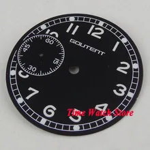 36.8mm ZWARTE wijzerplaat Arabische cijfers wit marks Horloge Dial fit ETA 6497 Hand winding beweging D121(China)