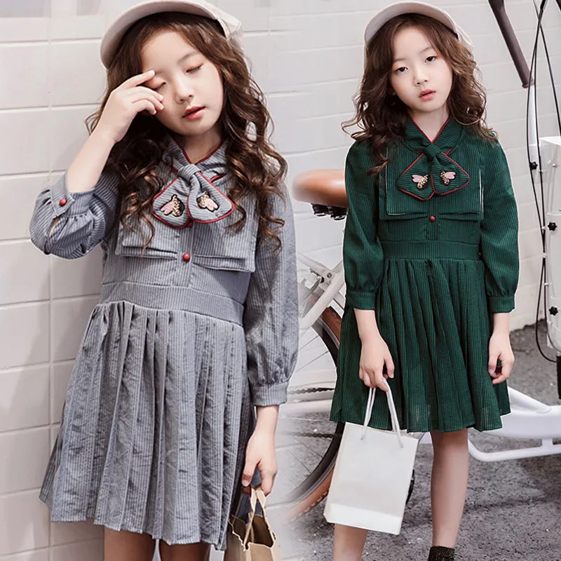 autumn fall girls long sleeve dress green gray vintage elegant 2018 kids clothes
autumn fall girls long sleeve dress green gray vintage elegant 2018 kids clothes
