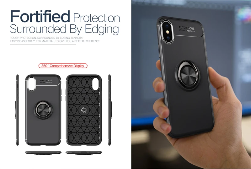 Car Holder Stand Magnetic Bracket Finger Ring TPU Phone Back Case For iPhone X 8 7 6 6S Plus SE 5S 5 Magnetic Ring Stand Cover (18)