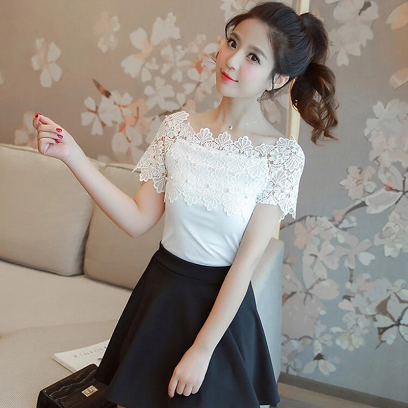 Sexy Short Sleeve Blouse Ladies Fashion Elegant Hollow Out Blouses Women Lace Patchwork Blouse Shirt Casual Women Top
Sexy Short Sleeve Blouse Ladies Fashion Elegant Hollow Out Blouses Women Lace Patchwork Blouse Shirt Casual Women Top