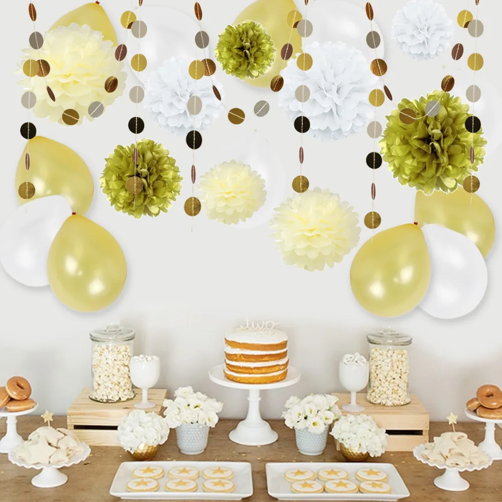 Set of 23 Party Decorations Set With Latex Balloons Tissue Pom Poms Circle Garland) for Baby Shower Birthday Wedding Decor
Set of 23 Party Decorations Set With Latex Balloons Tissue Pom Poms Circle Garland) for Baby Shower Birthday Wedding Decor