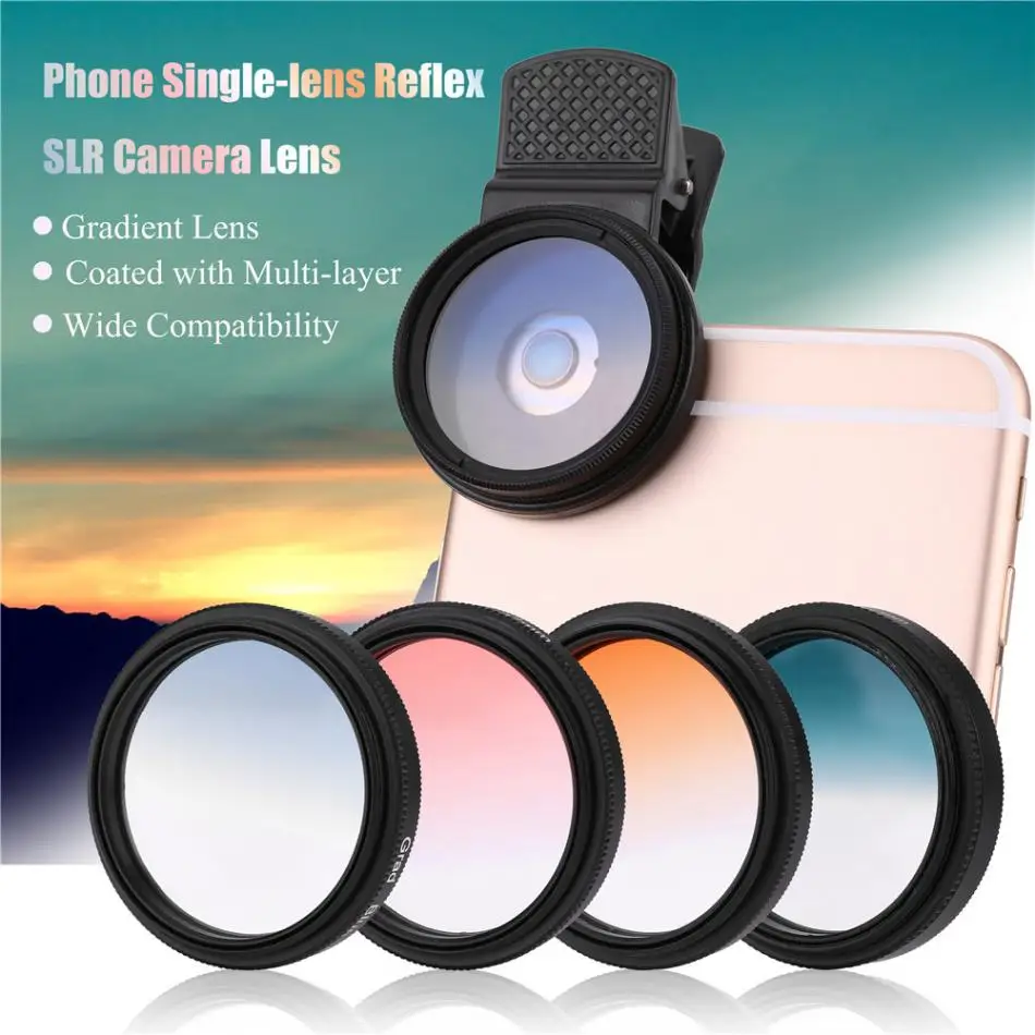 Professional Phone Single-lens Reflex SLR Camera Lens Gradient Filter with Phone Clip Mobile phone monochrome gradient lens 2018
Professional Phone Single-lens Reflex SLR Camera Lens Gradient Filter with Phone Clip Mobile phone monochrome gradient lens 2018