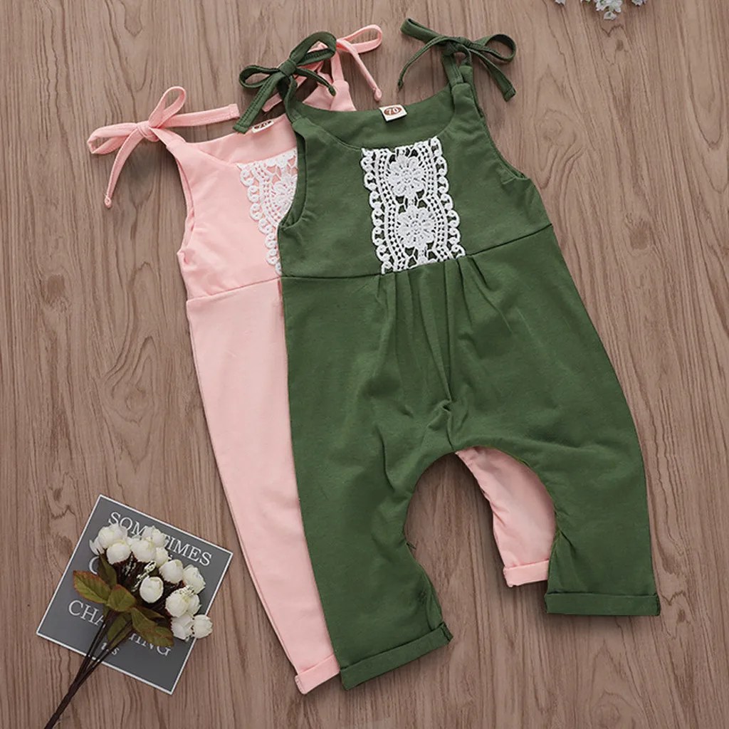 Summer Girls Clothing Toddler Infant Baby Girl Sleeveless Lacing Solid Lace Floral Jumpsuit Pink Green Romper Outfits Clothes
Summer Girls Clothing Toddler Infant Baby Girl Sleeveless Lacing Solid Lace Floral Jumpsuit Pink Green Romper Outfits Clothes