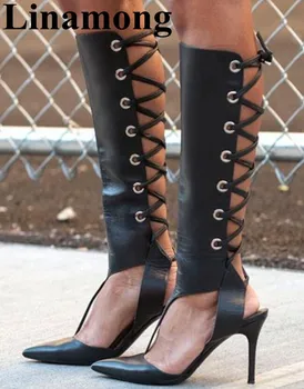 Black Top Sale Fashion Cross-tied Sexy Thin High Heel And Pointed Toe Summer Long Shoes Fashion Cool Women Boots
Black Top Sale Fashion Cross-tied Sexy Thin High Heel And Pointed Toe Summer Long Shoes Fashion Cool Women Boots