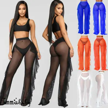 New Women Sexy Mesh Sheer Long Trousers Bikini Cover Up Beach Transparent Pants
New Women Sexy Mesh Sheer Long Trousers Bikini Cover Up Beach Transparent Pants