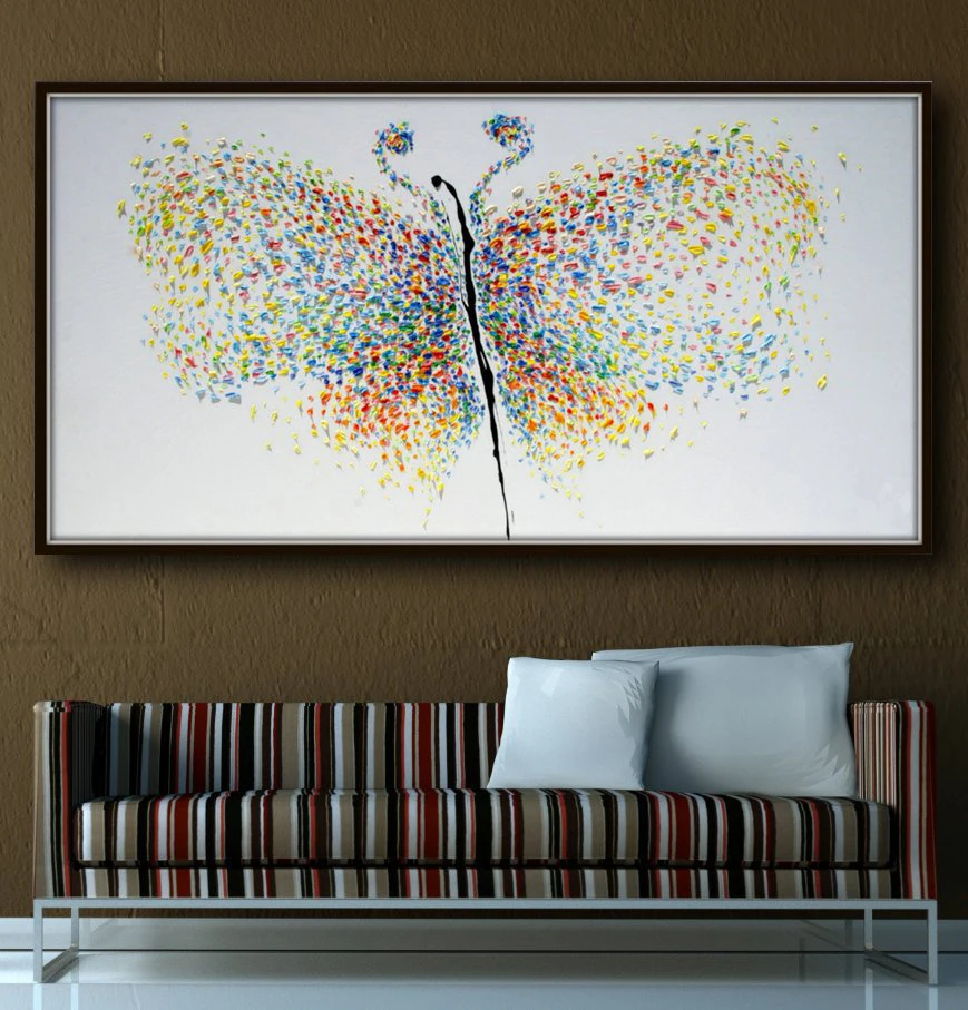 Handmade Abstract art Butterfly beautiful colorful oil paintings knife on canvas modern picture for living room wall large size
Handmade Abstract art Butterfly beautiful colorful oil paintings knife on canvas modern picture for living room wall large size