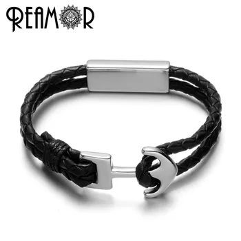 REAMOR Genuine Leather Anchor Bracelet 316L Stainless Steel Bead Bracelets Anchor Connector Charms Bangles&Bracelets Men Jewelry
REAMOR Genuine Leather Anchor Bracelet 316L Stainless Steel Bead Bracelets Anchor Connector Charms Bangles&Bracelets Men Jewelry