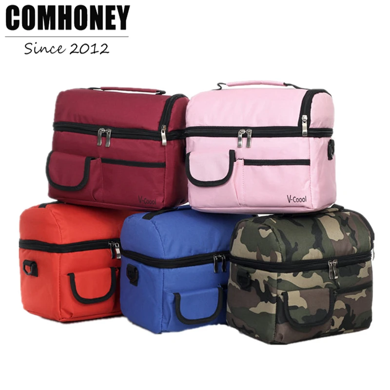 Фото Cooler Bags Thermal for Lunch Camouflage Ice Pack Women Picnic Storage Canvas Aluminum Foil Folding Insulation Food | Багаж и сумки