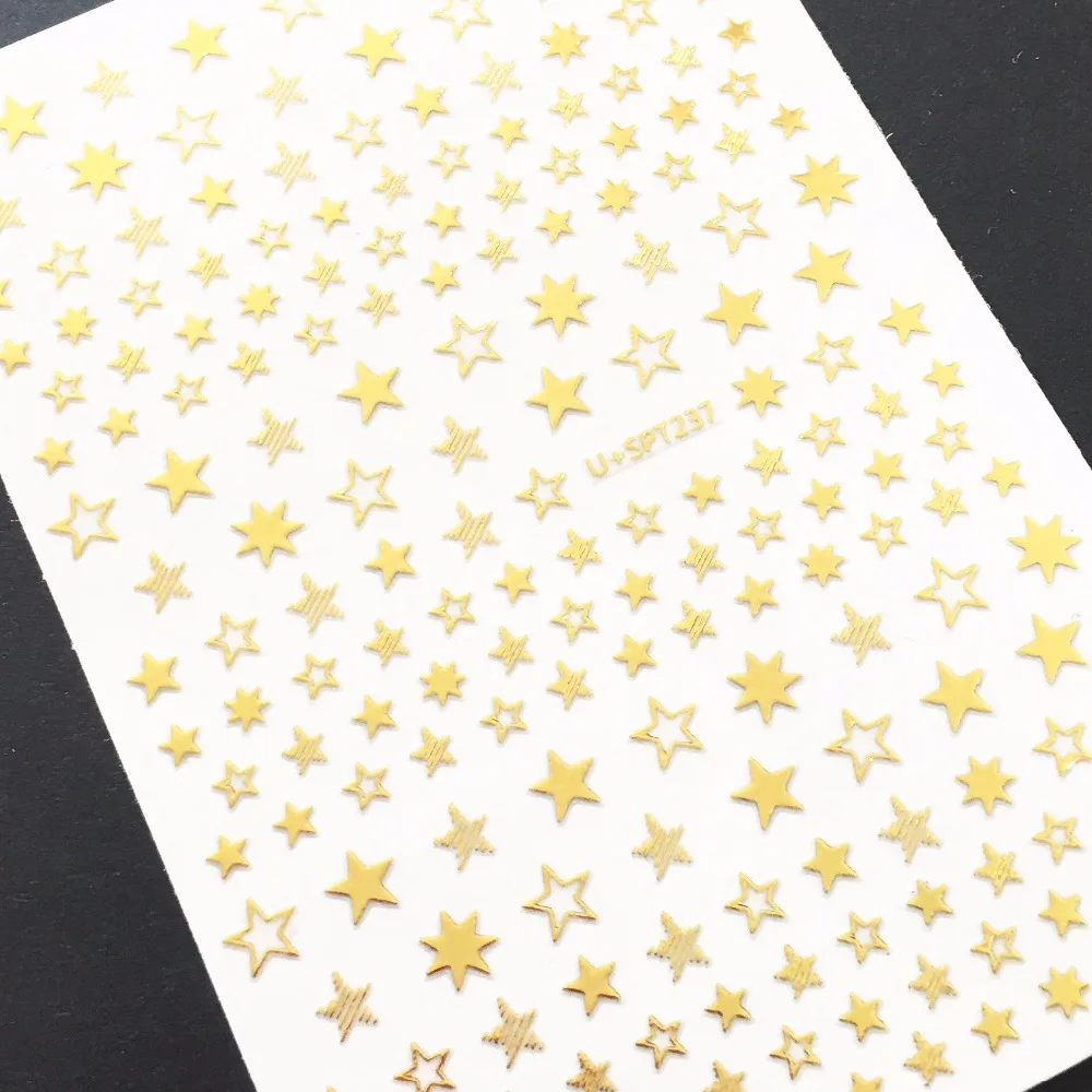 Наклейки для ногтей U + SPT237 golden star 3D наклейки на заднюю панель тиснение японский