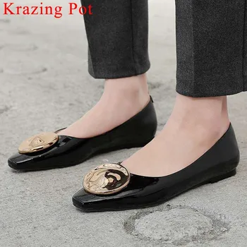Krazing Pot Hand-sewn leather genuine leather metal decoration loafers slip on ballet shoes vintage square toe grandma shoes L25
Krazing Pot Hand-sewn leather genuine leather metal decoration loafers slip on ballet shoes vintage square toe grandma shoes L25