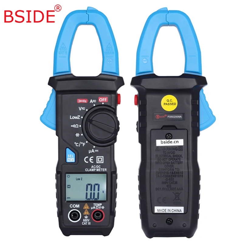 BSIDE DC/AC 600A цифровой клещи ACM22A 6000 отсчетов Авто Диапазон Сопротивление Емкость