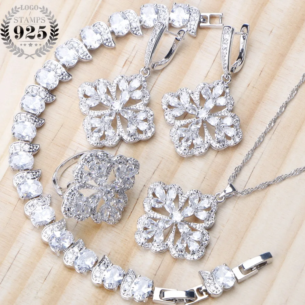 Wedding Luxury Bridal Jewelry Sets Women Silver 925 Jewelry White Stone Zircon Earrings Bracelet Necklace Pendant Set Gifts Box
Wedding Luxury Bridal Jewelry Sets Women Silver 925 Jewelry White Stone Zircon Earrings Bracelet Necklace Pendant Set Gifts Box