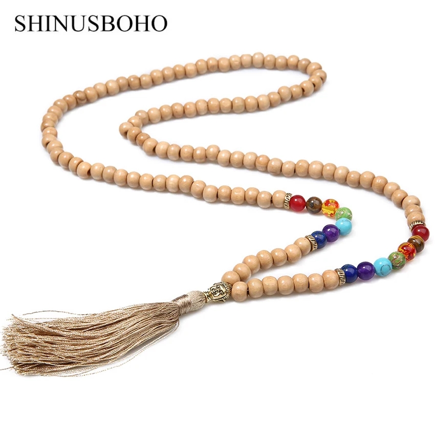 SHINUS BOHO Women Strand Necklace Wooden Beads Chakra Handmade Beaded Religion Necklaces Buddha Head Tassel Pendants for Prayer
SHINUS BOHO Women Strand Necklace Wooden Beads Chakra Handmade Beaded Religion Necklaces Buddha Head Tassel Pendants for Prayer