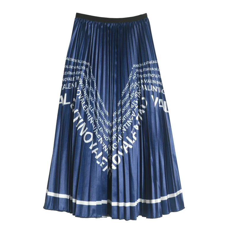 2019 New Spring Summer Woman Letter Printed Mid-calf Long Pleated Skirt European Style Elastic High Waist Vintage Long Skirt
2019 New Spring Summer Woman Letter Printed Mid-calf Long Pleated Skirt European Style Elastic High Waist Vintage Long Skirt
