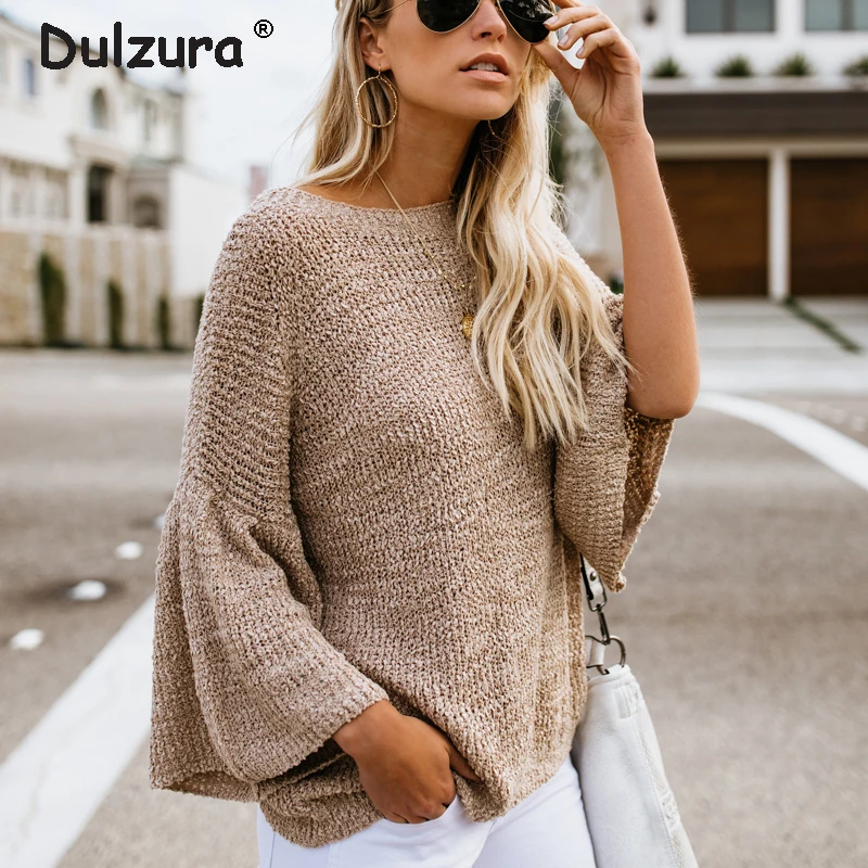 Flare Sleeve Khaki Pullovers Women 2018 Spring Autumn Knitted Sweaters Winter Tops Elegant O Neck Casual Jumpers Femme Knitwears
Flare Sleeve Khaki Pullovers Women 2018 Spring Autumn Knitted Sweaters Winter Tops Elegant O Neck Casual Jumpers Femme Knitwears