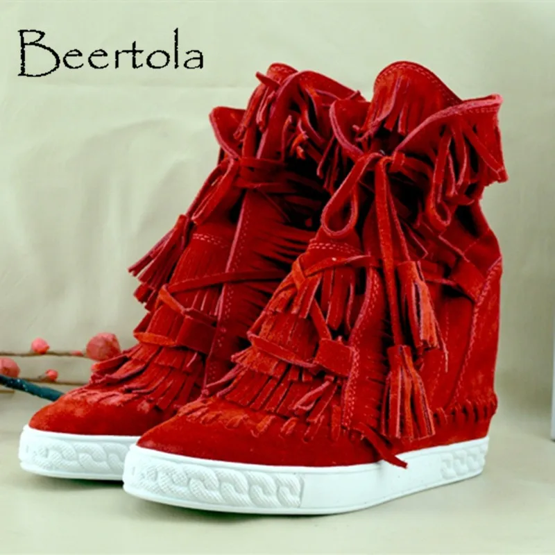 Beertola Women's Wedges Casual Shoes Genuine Leather Hidden Heels Shoes High Cut Fringe Multi Colors Fashion Women's Shoes 2018
Beertola Women's Wedges Casual Shoes Genuine Leather Hidden Heels Shoes High Cut Fringe Multi Colors Fashion Women's Shoes 2018
