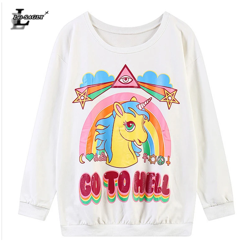 Lei-SAGLY Unicorn GO TO HELL Hoodies Autumn Winter Women Feminino Pullover Horse Licorne Hot Sweatshirt Casual Female Outerwear
Lei-SAGLY Unicorn GO TO HELL Hoodies Autumn Winter Women Feminino Pullover Horse Licorne Hot Sweatshirt Casual Female Outerwear