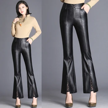 Fall Winter Fashion Women Slim High Waisted Lace Patchwork Placket Pu Leather Pants , Autumn Female Woman Slim Flare Trousers
Fall Winter Fashion Women Slim High Waisted Lace Patchwork Placket Pu Leather Pants , Autumn Female Woman Slim Flare Trousers