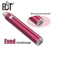 Factory price Electronic Cigarette 5pin micro USB Bottom & Top Charge Evod Passthrough Battery image