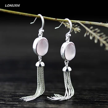 High quality female jewelry 925 Sterling silver cute retro simple fashion earrings women Natural pink crystal tassels bohemian
High quality female jewelry 925 Sterling silver cute retro simple fashion earrings women Natural pink crystal tassels bohemian