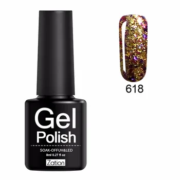 Zation 2019 Diamond Shiny Sequin Glitter UV Gel Varnish Shine Shimmer Top Base Gel Lacquer Primer Manicure Gel Nail Polish