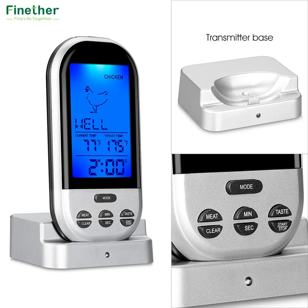 Wireless Food Cooking Thermometer LCD Barbecue Timer Digital Probe Meat Thermometer BBQ Temperature Gauge Kitchen Cooking Tools4