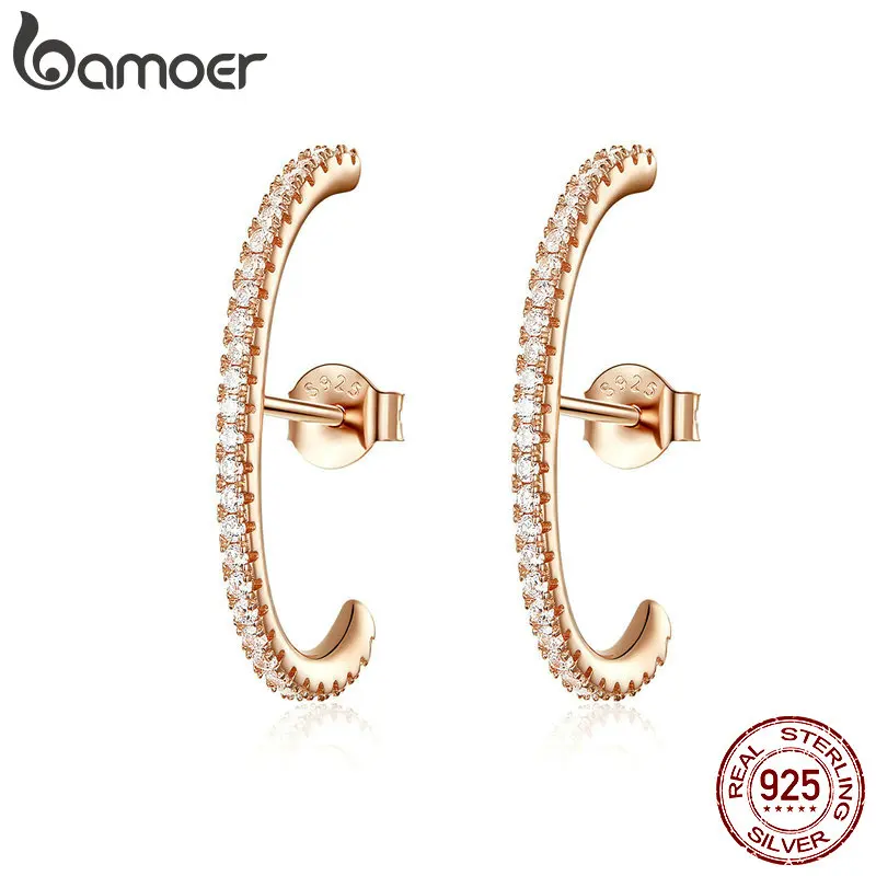 BAMOER Genuine 925 Sterling Silver Rose Gold Color Big Stud Earrings for Women Unique Korean Ear Jewelry Brincos Gifts SCE548
BAMOER Genuine 925 Sterling Silver Rose Gold Color Big Stud Earrings for Women Unique Korean Ear Jewelry Brincos Gifts SCE548