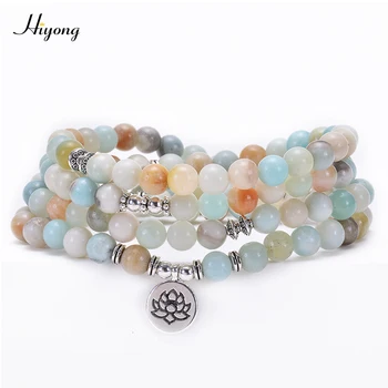HIYONG Fashion Polishing Amazonite 108 Mala Beads Bracelet or Necklace OM Lotus Buddha Life Tree Pendant Yoga Bracelet Jewelry
HIYONG Fashion Polishing Amazonite 108 Mala Beads Bracelet or Necklace OM Lotus Buddha Life Tree Pendant Yoga Bracelet Jewelry