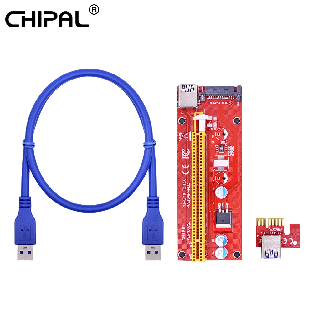 CHIPAL VER007S 60CM PCI-E Riser Card PCI Express PCIE 1X to 16X Adapter USB 3.0 Cable 15Pin SATA Power for Bitcoin Miner Mining
CHIPAL VER007S 60CM PCI-E Riser Card PCI Express PCIE 1X to 16X Adapter USB 3.0 Cable 15Pin SATA Power for Bitcoin Miner Mining