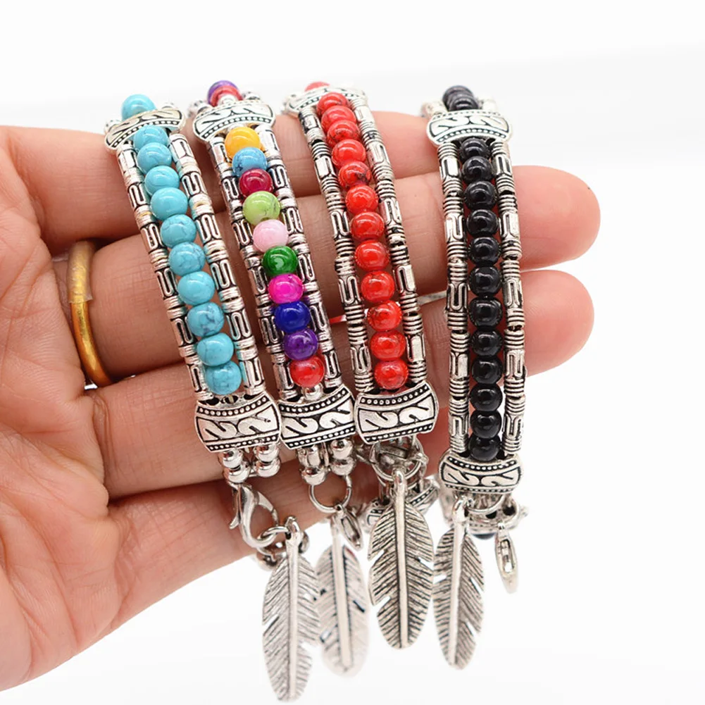 2018 FASHION! Tibetan Silver Jewelry Feather stone Gypsy Women Vintage Bangle Bohemian Bracelet
2018 FASHION! Tibetan Silver Jewelry Feather stone Gypsy Women Vintage Bangle Bohemian Bracelet