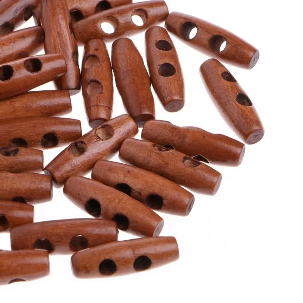 

50 piezas 2 agujeros botones de madera marrón madera Natural ovalado oliva en forma de botones DIY ropa de costura para el hogar Accesorios de tela