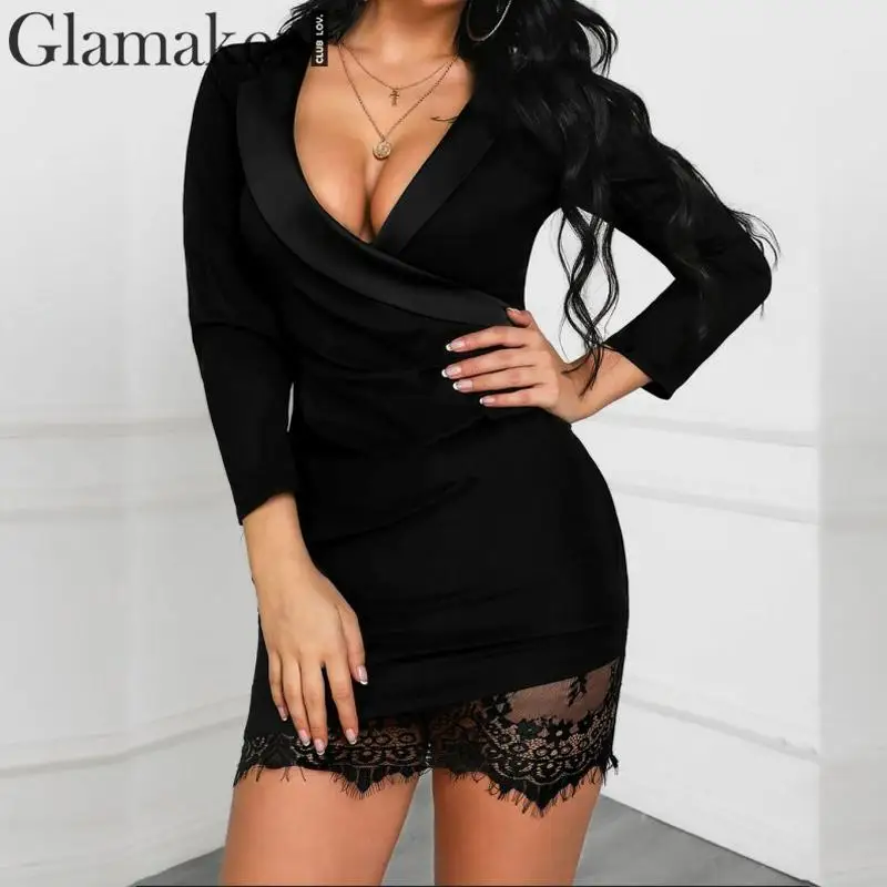 Glamaker Satin lace patchwork sexy mini dress Women summer deep v neck bodycon dress elegant Female streetwear party club dress
Glamaker Satin lace patchwork sexy mini dress Women summer deep v neck bodycon dress elegant Female streetwear party club dress