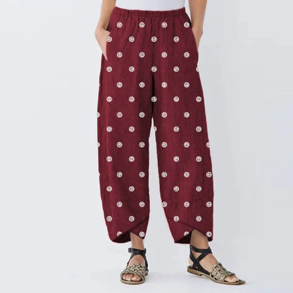 Women Casual Trousers Latest Fashion Casual Lantern Split Wild Dot Print Plus Size Lady Loose Beach Long Pants Trousers 2019
Women Casual Trousers Latest Fashion Casual Lantern Split Wild Dot Print Plus Size Lady Loose Beach Long Pants Trousers 2019