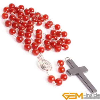 

8mm Natural Stone Beads Anglican Muslim Catholic Christian Cross Bracelet Prayer Rosary Beads Bracelet Necklace Jesus For Men