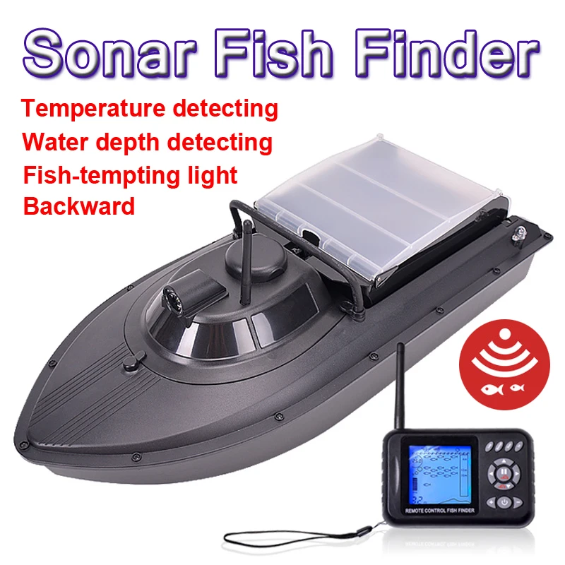 

PDDHKK Sonar Fish Finder 2.4G RC Fishing Bait Boat 300m Remote control Temperature Detecting with Fish-tempting light Backward