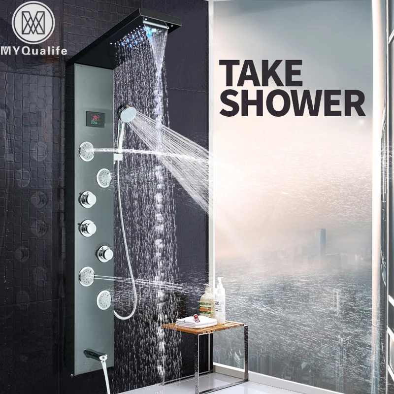 Digital Screen Shower Faucet Single Lever Shower Panels Bath