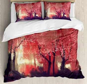 Duvet Cover Set, Enchanted Mist Forest with Shady Autumn Trees at Night Magical Paint Artwork, 4 Piece Bedding Set
Duvet Cover Set, Enchanted Mist Forest with Shady Autumn Trees at Night Magical Paint Artwork, 4 Piece Bedding Set