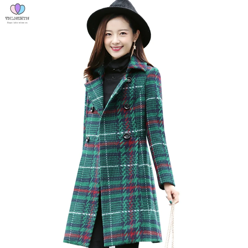 Plaid Woolen Coat Female 2019 Winter New Slim Large size Ms Warm Long Wool Coat High-end Fashion Women Outerwear Jackets Parka
Plaid Woolen Coat Female 2019 Winter New Slim Large size Ms Warm Long Wool Coat High-end Fashion Women Outerwear Jackets Parka