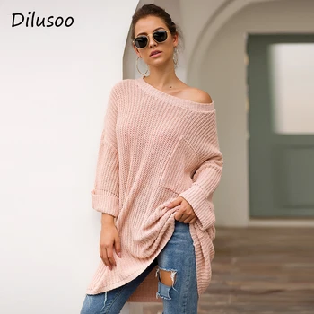 Dilusoo 2019 Autumn Loose Knitted Sweaters Pullovers Slash Neck Full Sleeve Casual Solid Sweater Ladies Lazy Wind Winter Sweater
Dilusoo 2019 Autumn Loose Knitted Sweaters Pullovers Slash Neck Full Sleeve Casual Solid Sweater Ladies Lazy Wind Winter Sweater