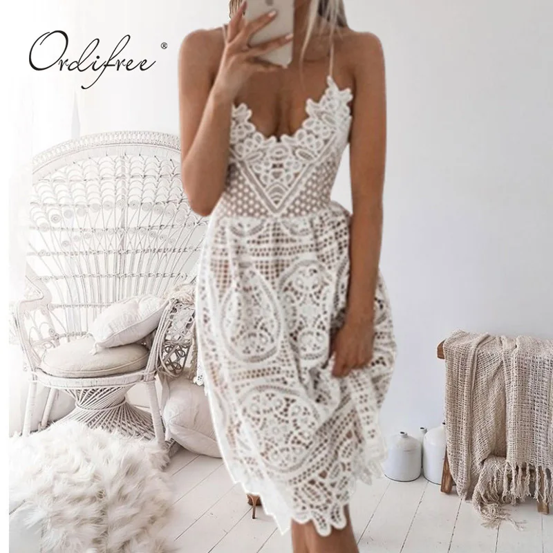 Ordifree 2019 Summer Women Elegant Lace Party Dress Spaghetti Strap Lace Up Sexy Backless Dress
Ordifree 2019 Summer Women Elegant Lace Party Dress Spaghetti Strap Lace Up Sexy Backless Dress
