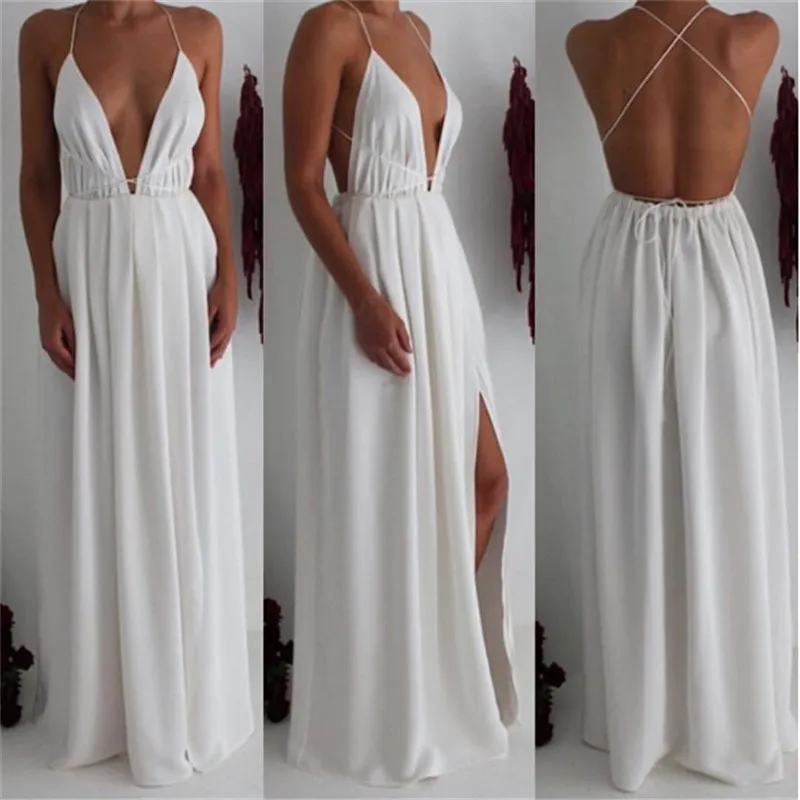 2019 Female Summer Deep V-Neck Sleeveless Long Dress Elegant Halter High Waist Split Party Dress Boho Beach Vestido Maxi Dress
2019 Female Summer Deep V-Neck Sleeveless Long Dress Elegant Halter High Waist Split Party Dress Boho Beach Vestido Maxi Dress