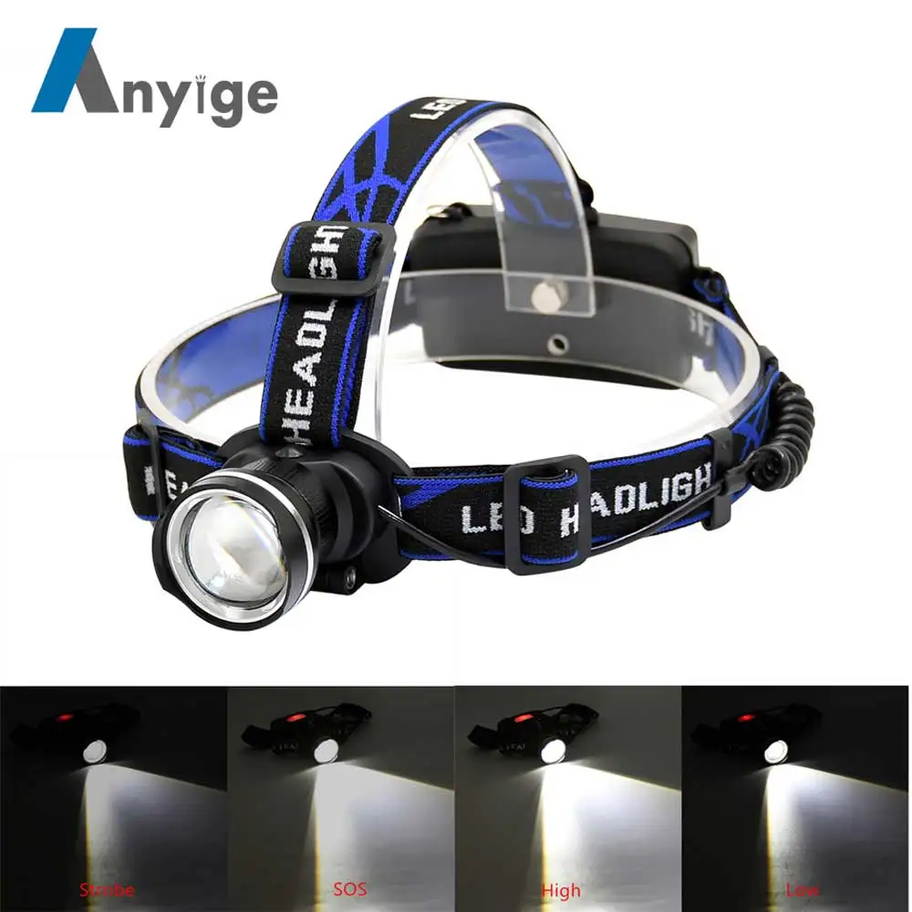 ANYIGE XML T6 LED Headlamp 4-Modes Zoom Headlight Rechargeable Head Torch Camping Hunting Frontal Lantern by 18650 Battery
ANYIGE XML T6 LED Headlamp 4-Modes Zoom Headlight Rechargeable Head Torch Camping Hunting Frontal Lantern by 18650 Battery
