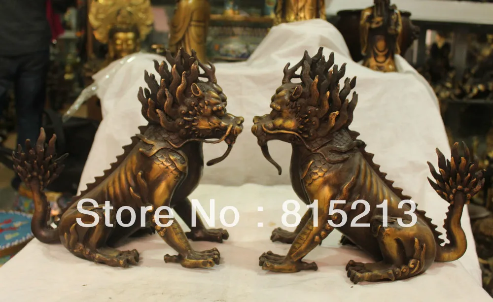bi00519 12" Chinese Bronze Fengshui Guardion Animal Kylin Beast Unicorn Chi-lin Pair
bi00519 12" Chinese Bronze Fengshui Guardion Animal Kylin Beast Unicorn Chi-lin Pair