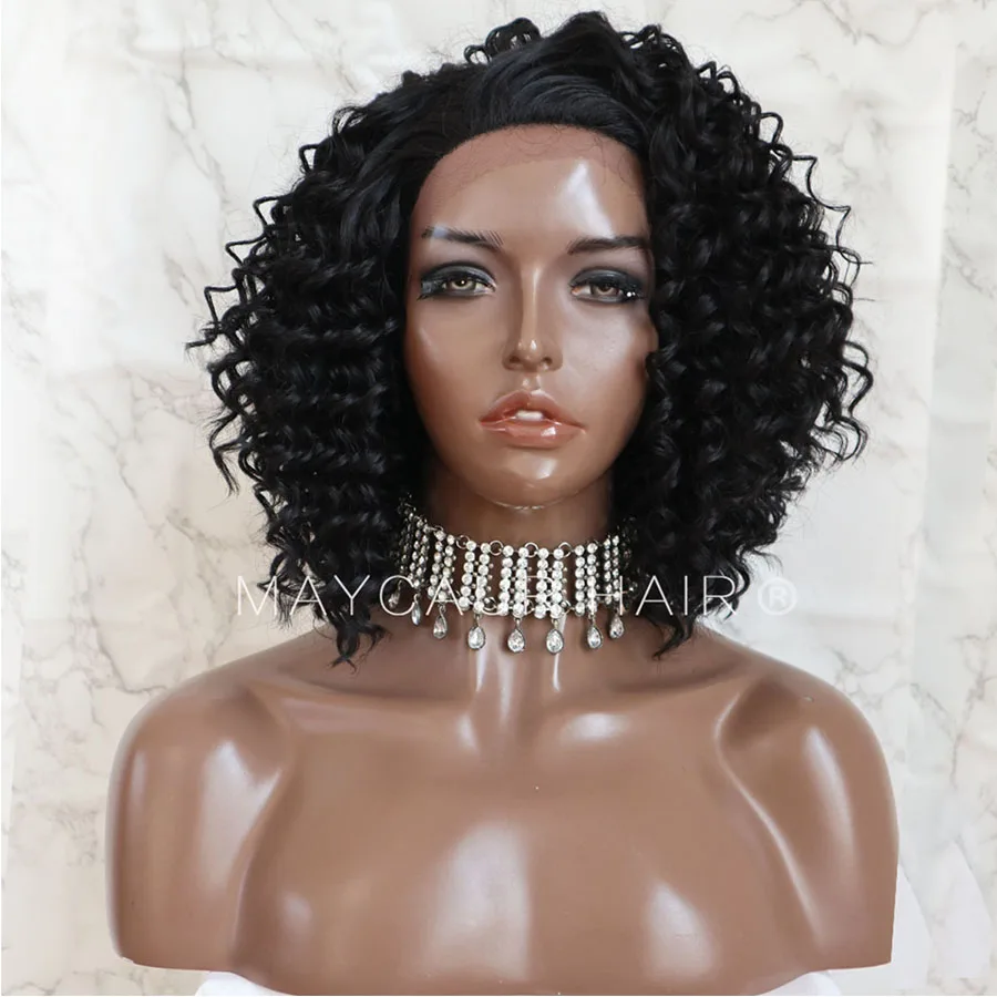 Maycaur Short Curly Hair Black Color Lace Front Wig With Baby Hair Bob Wig Glueless Synthetic Lace Front Wigs for Black Women
Maycaur Short Curly Hair Black Color Lace Front Wig With Baby Hair Bob Wig Glueless Synthetic Lace Front Wigs for Black Women